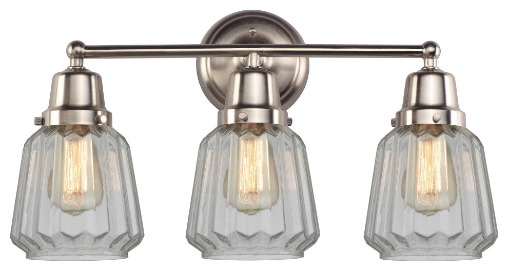 Innovations 623-3W-SN-G142 3-Light Bath Vanity Light, Brushed Satin Nickel