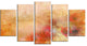 Red and Pink Flowers on Brown, Large Floral Canvas Artwork, 60"x32", 5 Panels