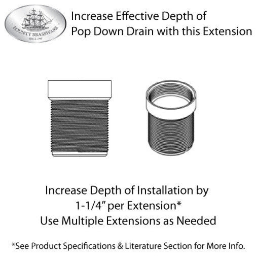Threaded Extension, Pop Down Drain ONLY (this will NOT FIT other brand drains)