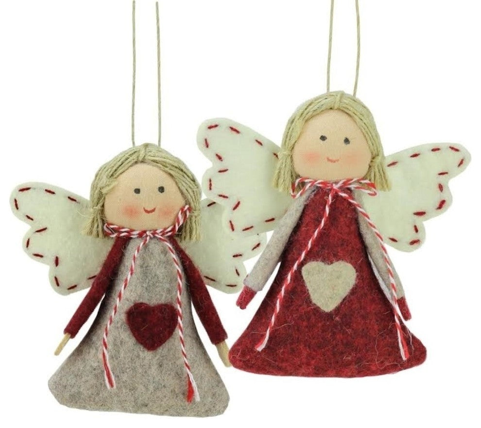 Holiday Angel Girl Hanging Christmas Ornaments, 3.5", 2-Piece Set