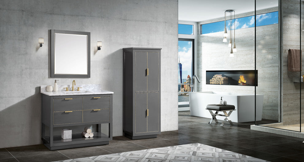 Avanity Allie 42" Vanity Only, Twilight Gray With Matte Gold Hardware