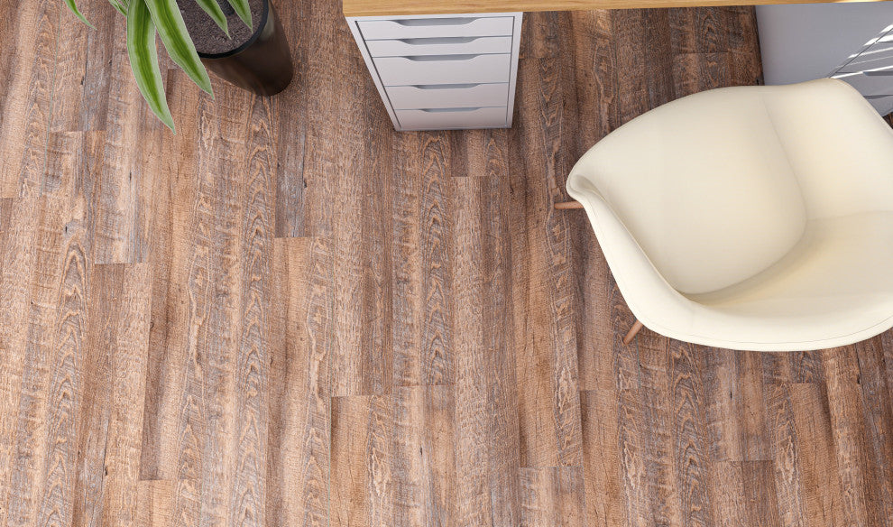 Backing Spc Waterproof Flooring Planks, Golden Beige 4Mmx7"X48, 20Mil Wear Layer