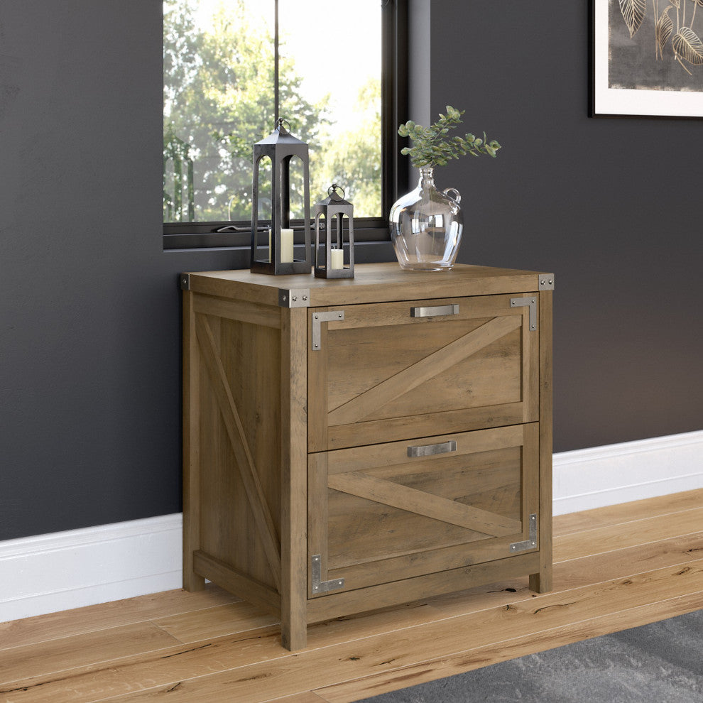 kathy ireland Home Cottage Grove 2 Drawer Lateral File Cabinet, Reclaimed Pine