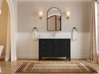 Nashville 48" Single Sink Bath Vanity, Black 2" Carrara Quartz