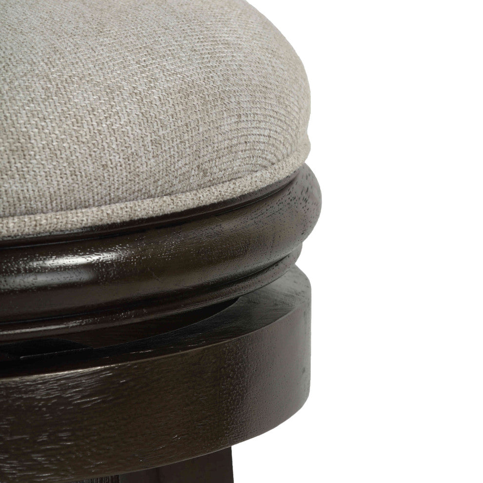 Clyffe Backless Swivel Counter Stool, Solid Wood, 24" Gray Fabric