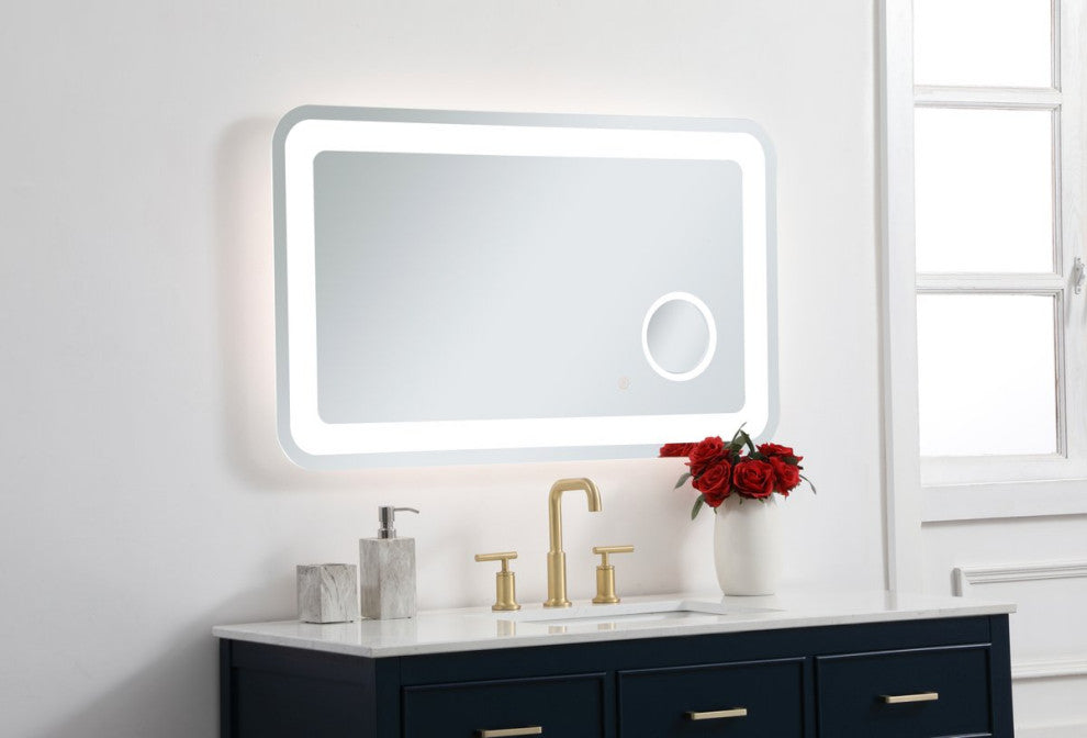 Lucy 24"x40" Hardwired LED Mirror With Magnifier and Color Changing Temperature