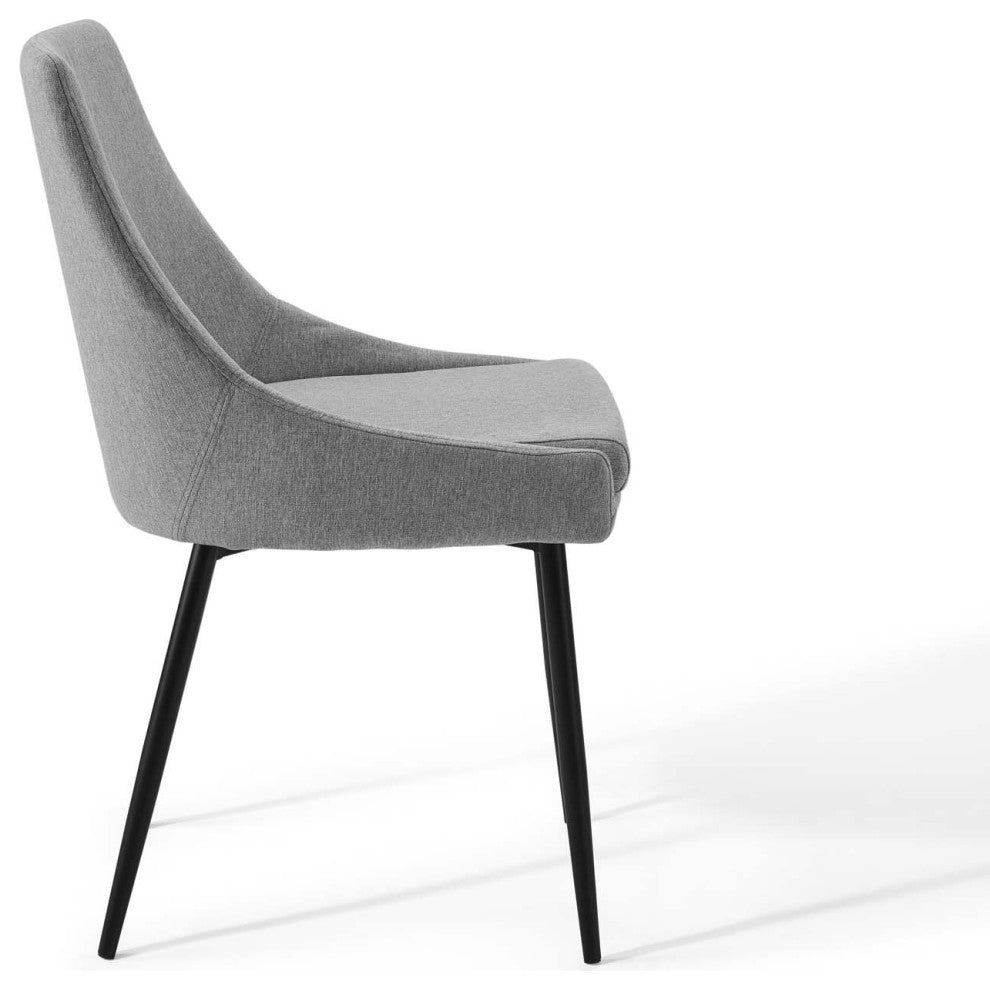 Viscount Upholstered Fabric Dining Chairs - Set of 2 - Black Light Gray