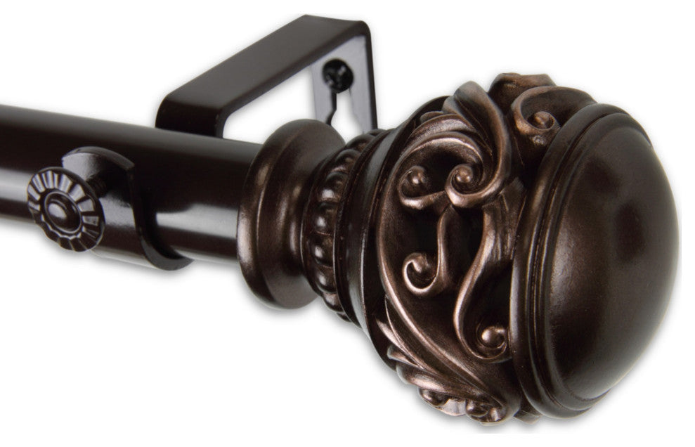 Leon Curtain Rod 1" Od 28-48", Bronze