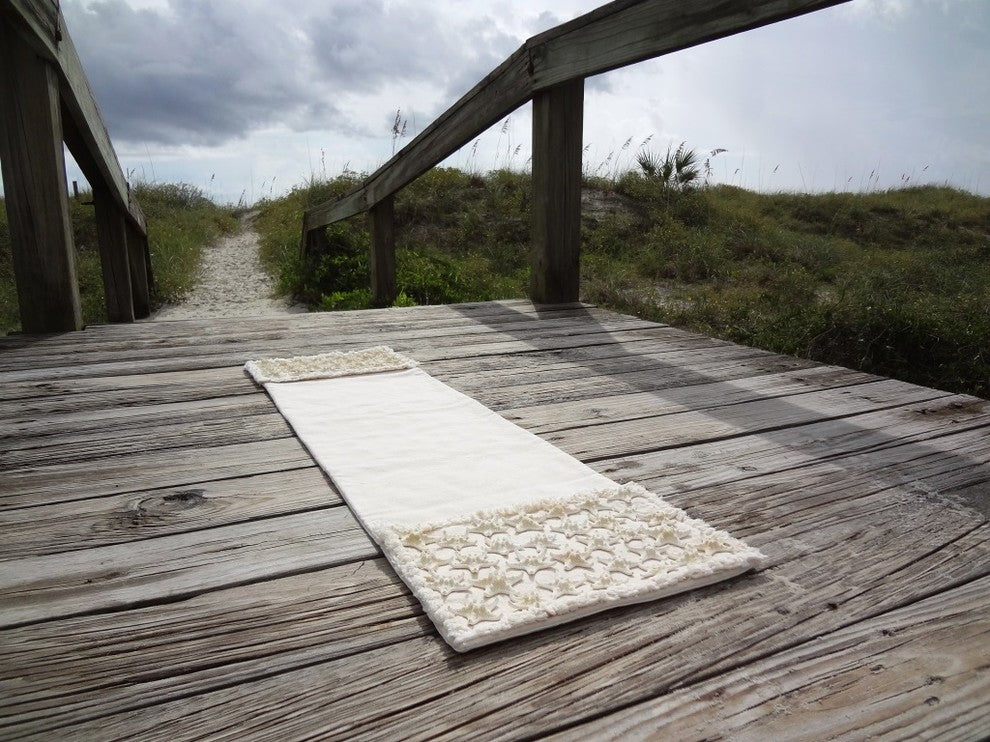 All Natural Coastal Canvas Table Runner with Real Starfish