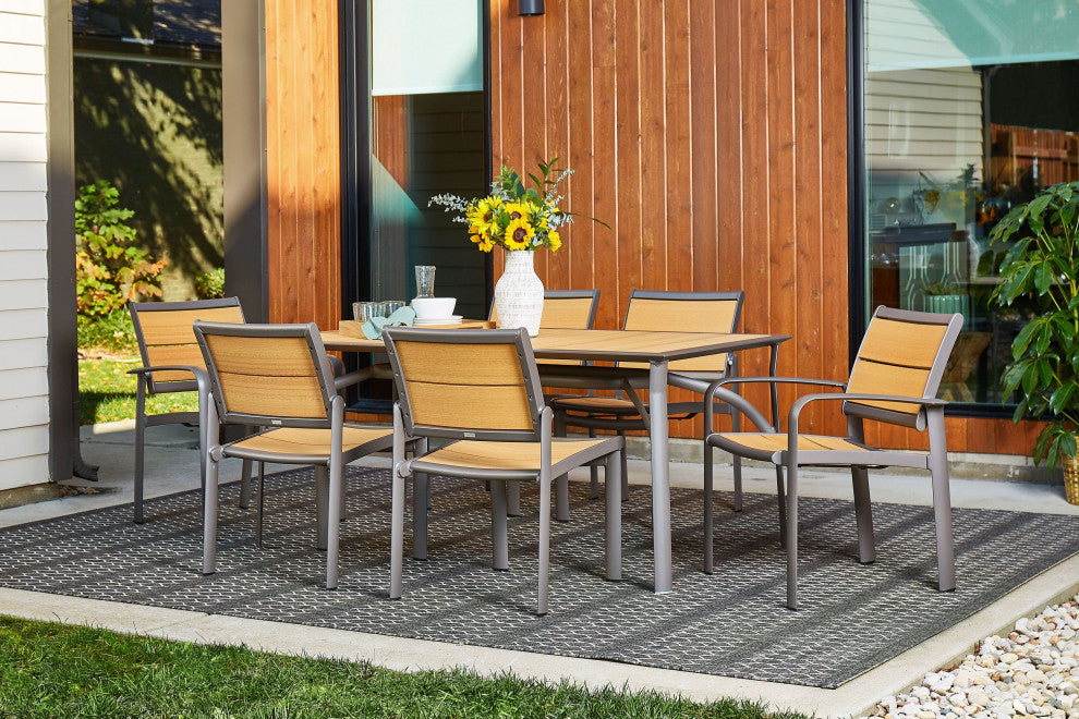 Harper All-Weather 34" x 66" Rectangular Outdoor Dining Table WithUmbrella Hole