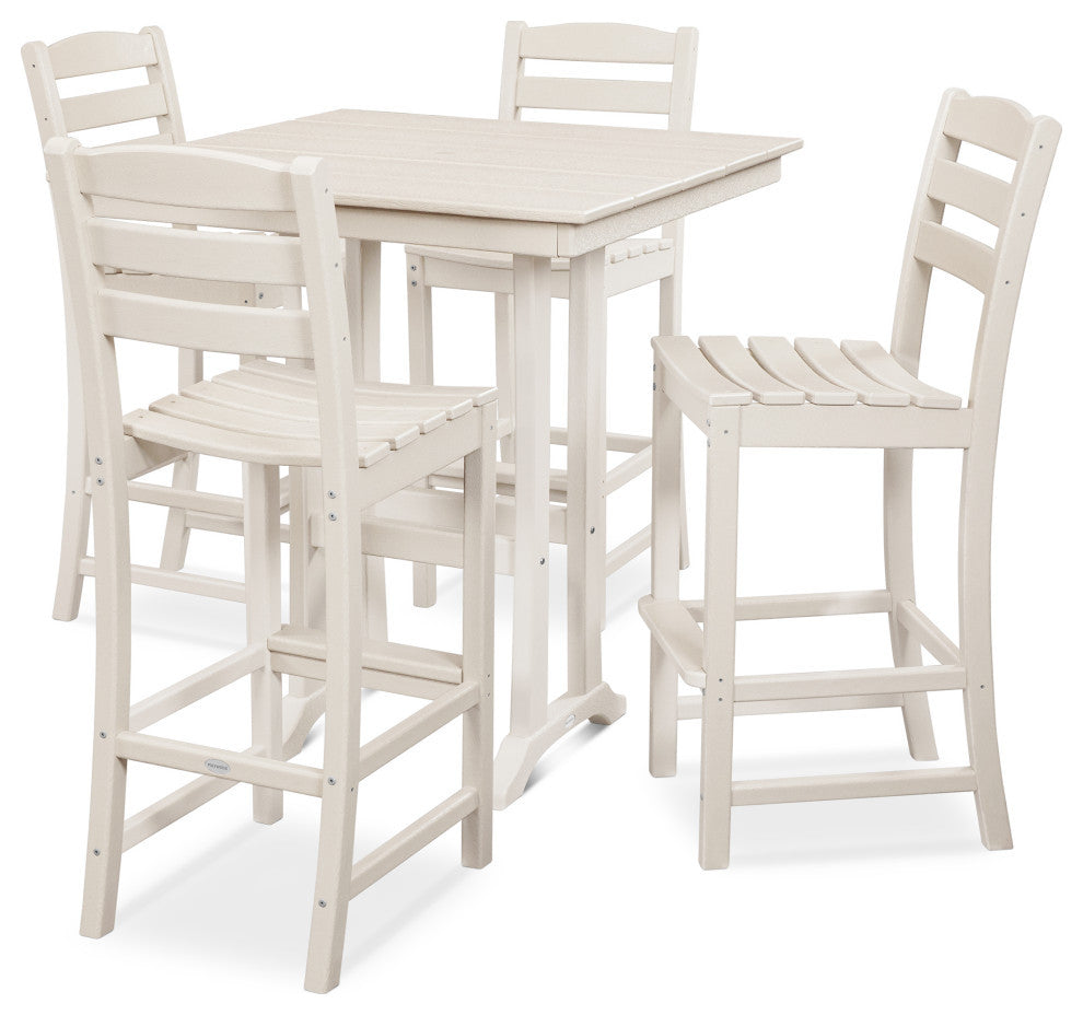 POLYWOOD La Casa Cafe 5-Piece Farmhouse Bar Set, Sand