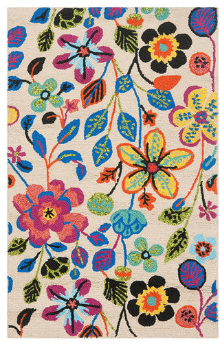 Safavieh Four Seasons Frs427A Floral Outdoor Rug, Ivory/Multi, 2'6"x4'0"