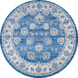 Modern Persian Moroccan Blue/Ivory 6' Round Area Rug