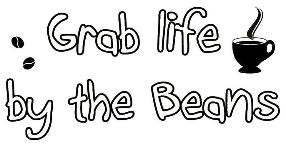 VWAQ Grab Life By the Beans Vinyl Wall Art Decals Coffee Quotes Sayings Letters