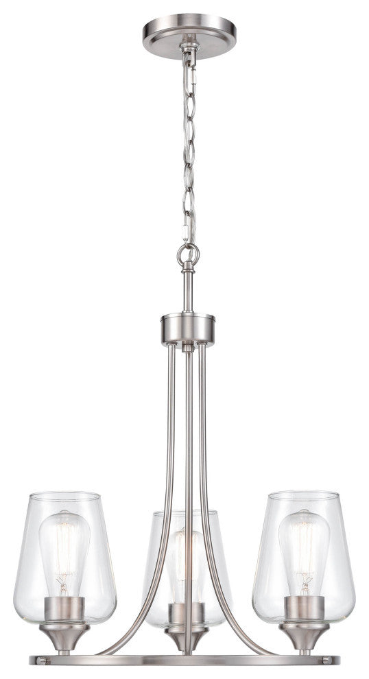 Ashford Collection 3 Light 18" Brushed Nickel Chandelier