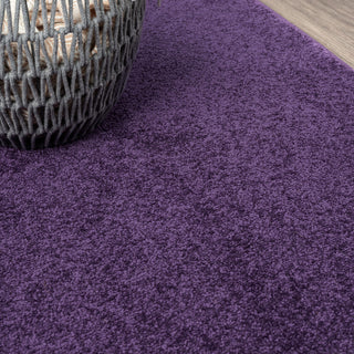 Haze Solid Low-Pile Runner Rug, Purple, 5' Square