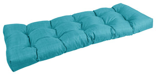 46"x19" Tufted Solid Outdoor Spun Polyester Loveseat Cushion Blue