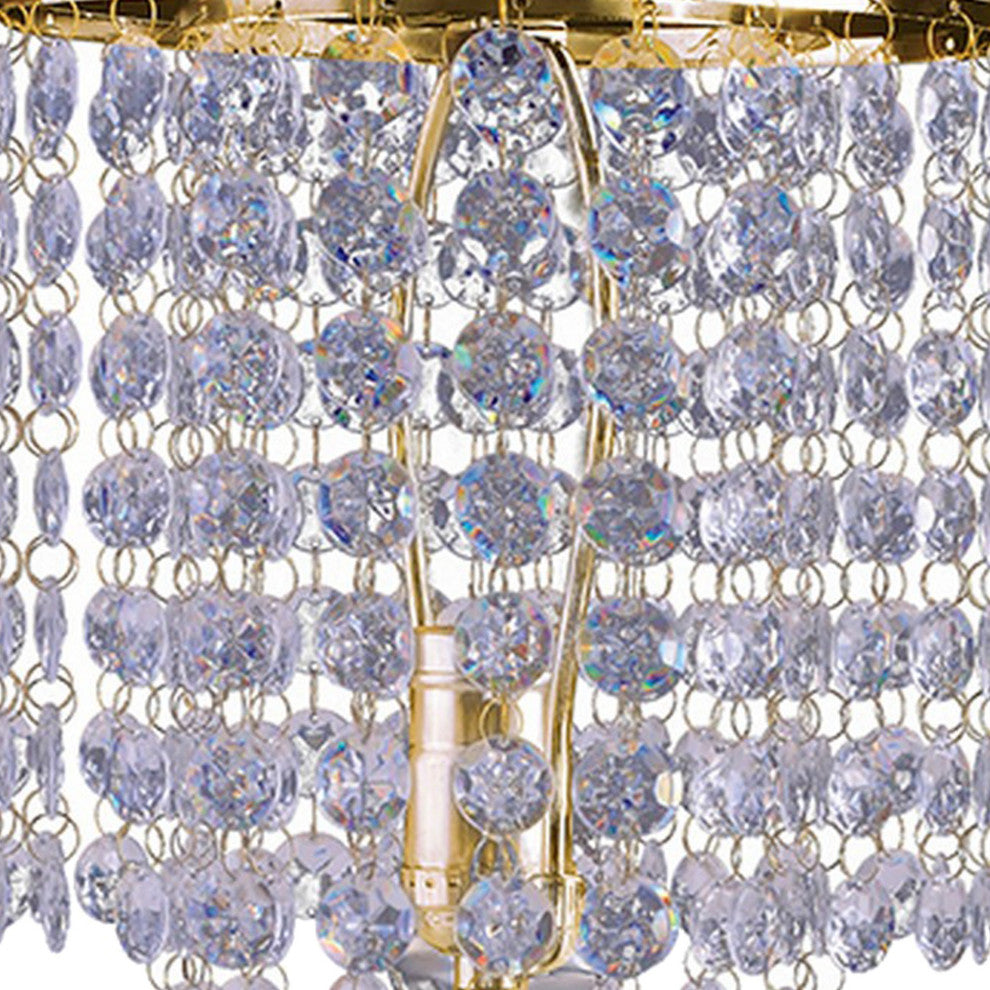 Benzara BM240890 Metal Stalk Design Table Lamp With Hanging Crystals Shade, Gold