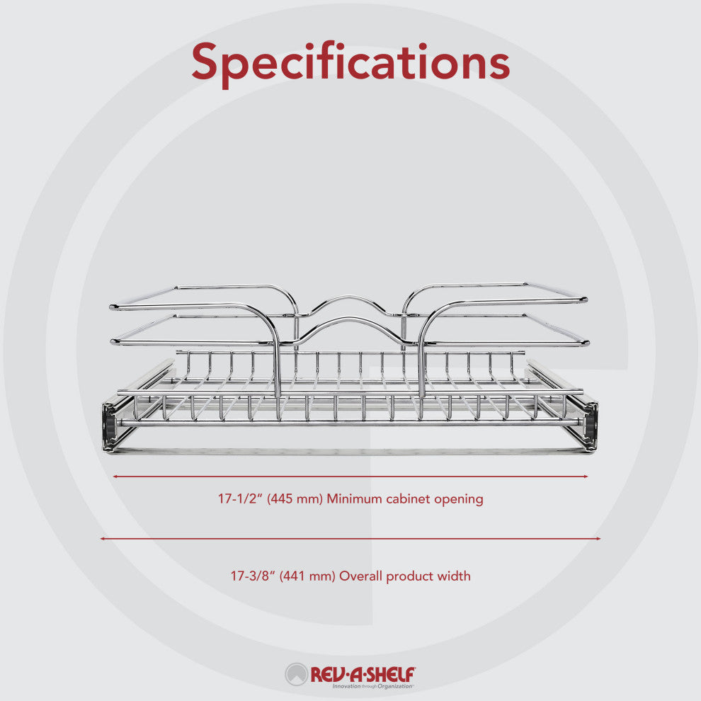Single Tier Bottom Mount Pull Out Steel Wire Organizer, 18"