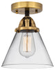 Large Cone Semi-Flush Mount, Black Antique Brass, Clear, Clear