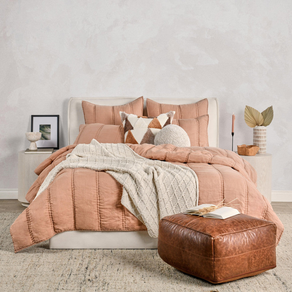 Rowen Sustainable Fabric Quilt by Kosas Home, Clay, Queen