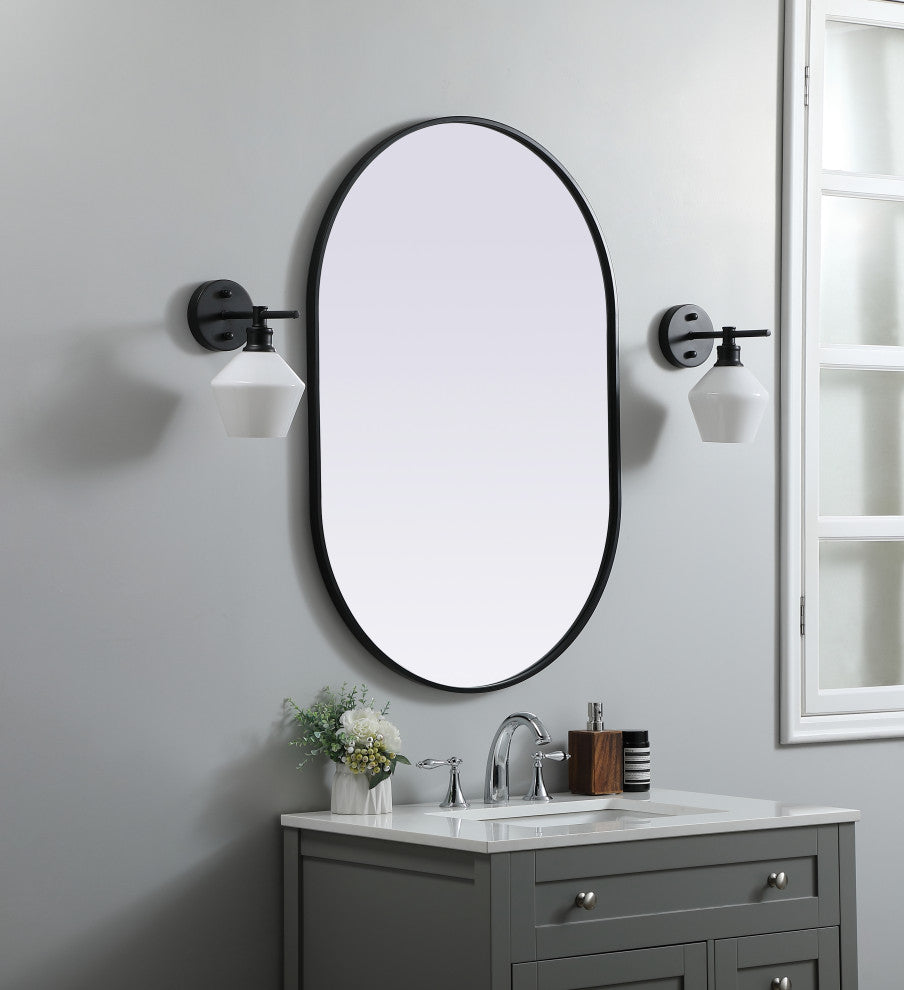 Metal Frame Oval Mirror 27X40 Inch, Black