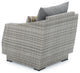 Cannes 3 Piece Sunbrella Outdoor Club Chairs and Side Table Set, Charcoal Gray