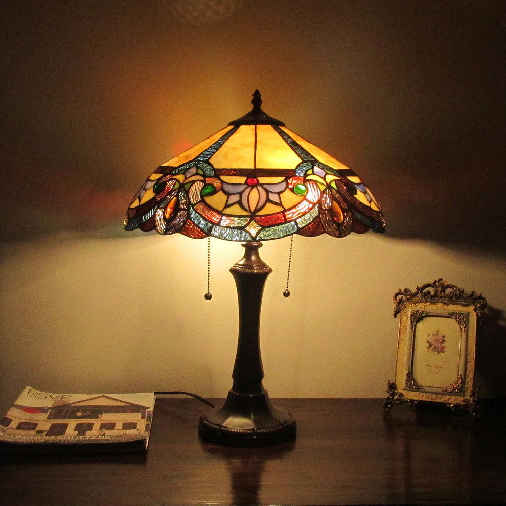 CHLOE-Lighting CAROLINE Victorian 2-Light Dark Bronze Table Lamp, 16" Wide