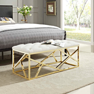 Modway Intersperse Bench, Gold Ivory