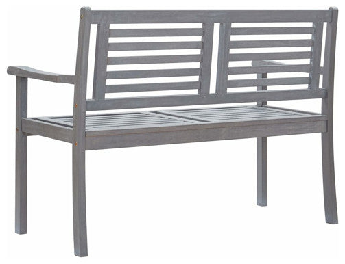 vidaXL Loveseat Wooden Outdoor Bench with Backrest Gray Solid Wood Eucalyptus