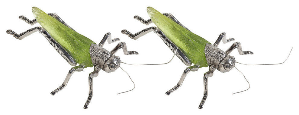 Decorative Grasshopper Figurine, Green (Set of 2)