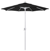7.5' Matted White Push-Button Tilt Crank Aluminum Umbrella, Black Pacifica