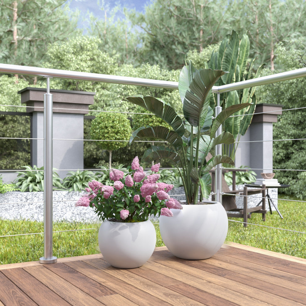 DTY Signature Mount Sherman 1-piece Fiberstone Planter, White, Medium