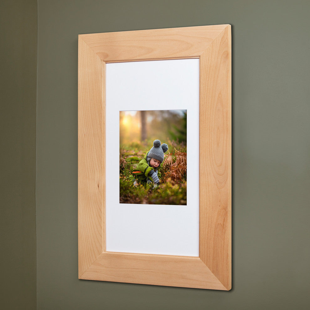 Concealed Picture Frame Medicine Cabinet, Unfinished Flat, 14"x24"