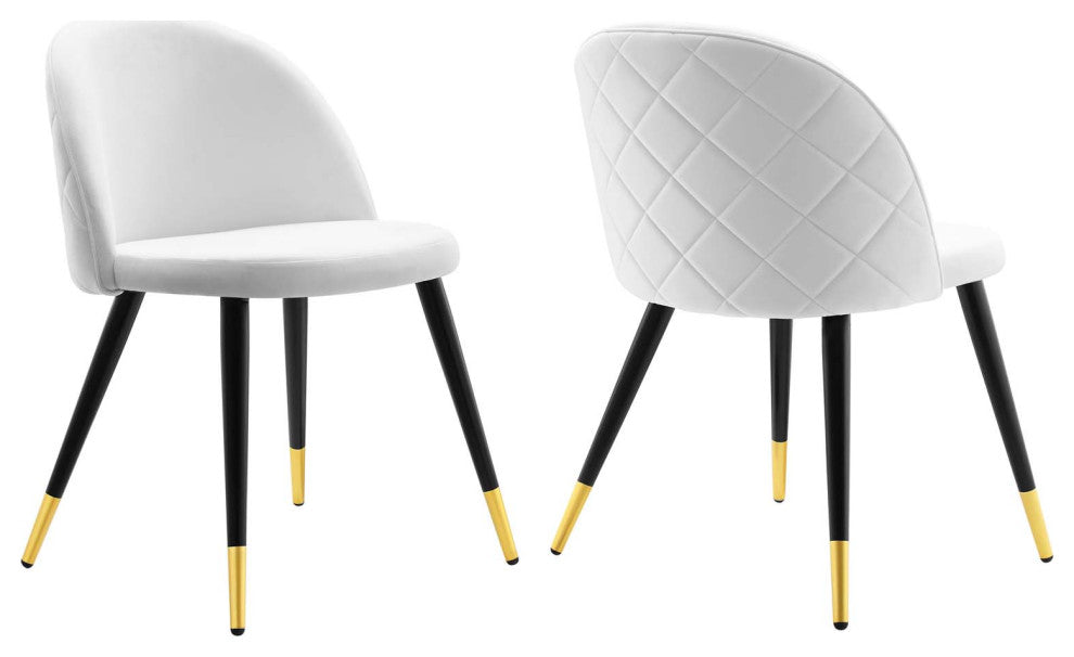 Cordial Performance Velvet Dining Chairs - Set of 2-White