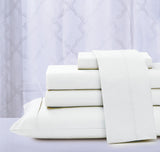 Kathy Ireland 4 Piece Chevron Embossed Sheet Set, White, Queen