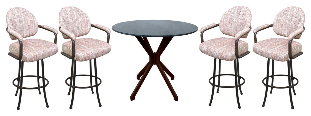 Swivel Counter Metal Pub Set - M-70 Stools 26" or 30", Watusi Madder - Brown, 26", Crackle Glass