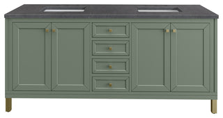 Chicago 72" Double Vanity, Smokey Celadon, Charcoal Soapstone Quartz