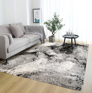Shag Adrian Gray/Black Rug, 8'9"x12'2"
