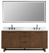 Mowry Bathroom Vanity, Brown Brushed Oak, 72", With Mirror