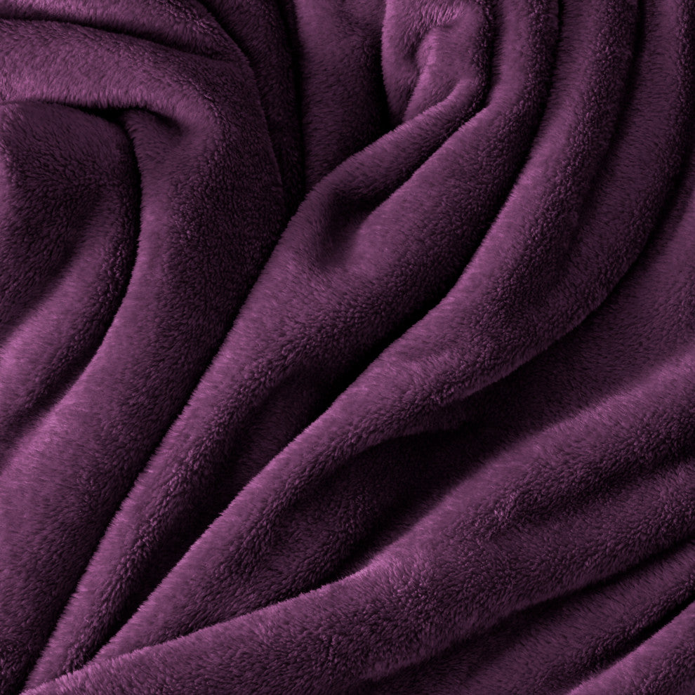Bare Home Microplush Fleece Blanket, Plum, King