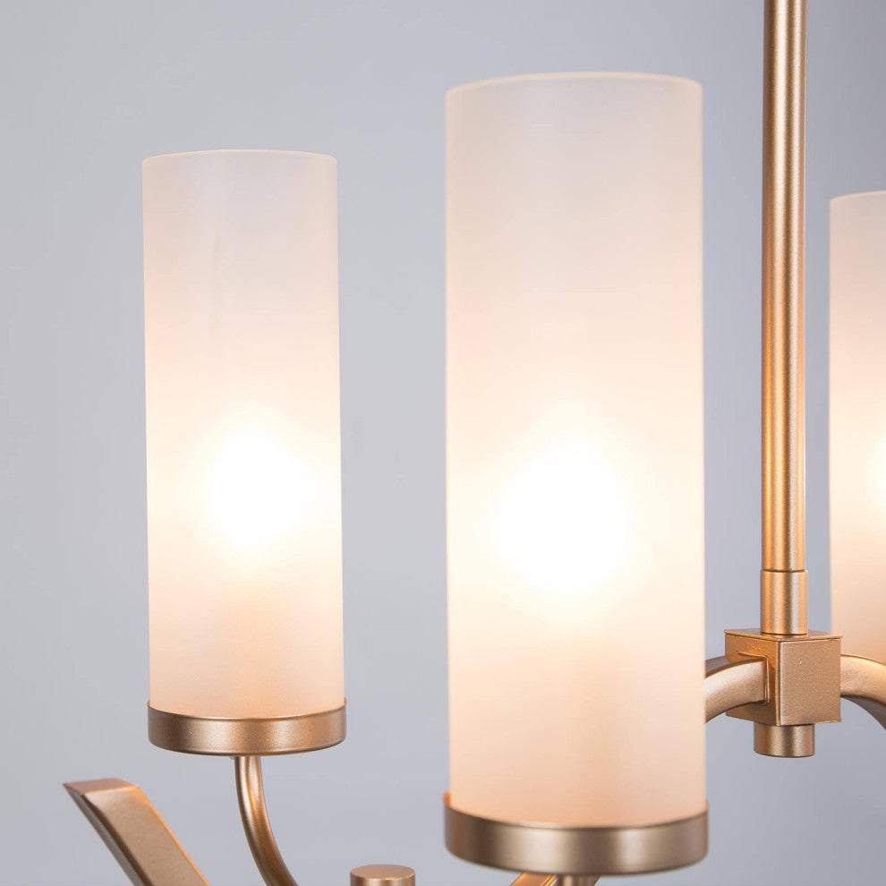 LNC 6-Light Modern Gold and Frosted Glass Linear Pendant for Kitchen