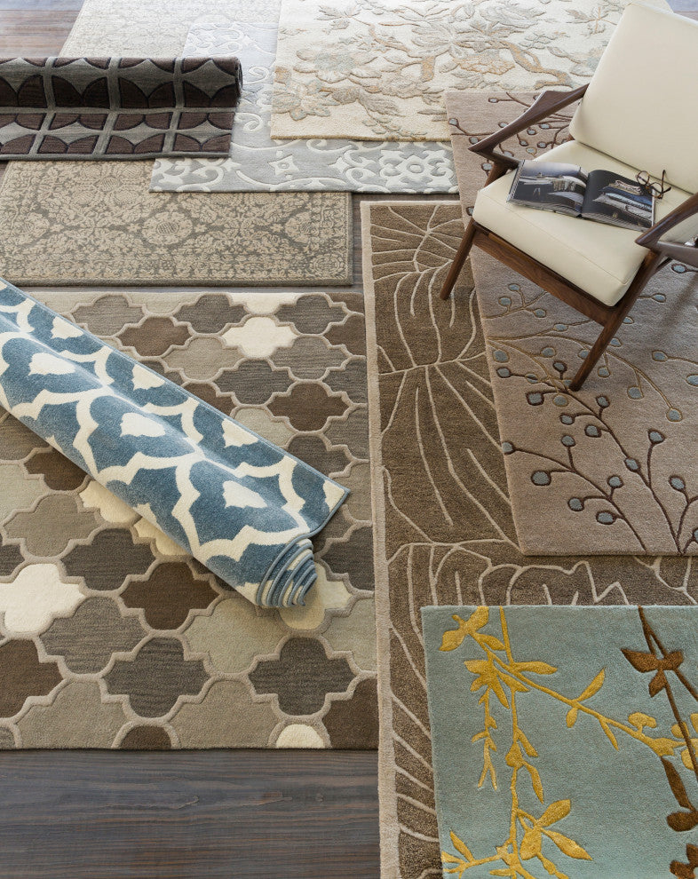 Surya Horizon HRZ-1098 7'10" Round Rug, Denim/Cream