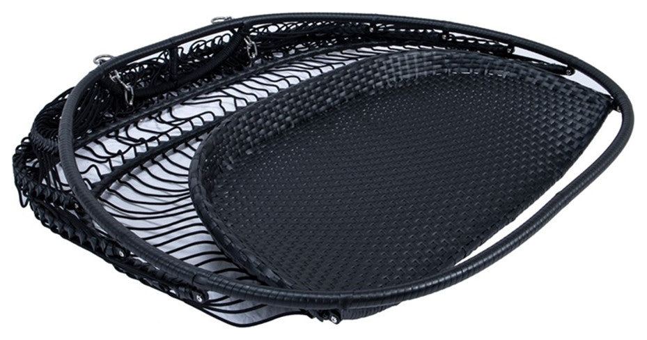 LeisureMod Wicker 2 Person Double Folding Hanging Egg Swing Chair in Navy Blue