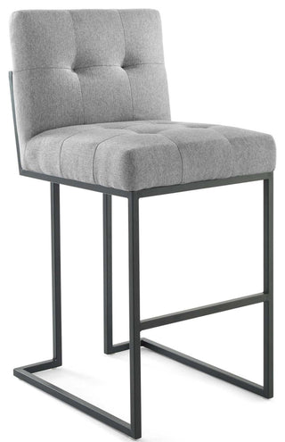 Privy Black Stainless Steel Upholstered Fabric Bar Stool Black Light Gray