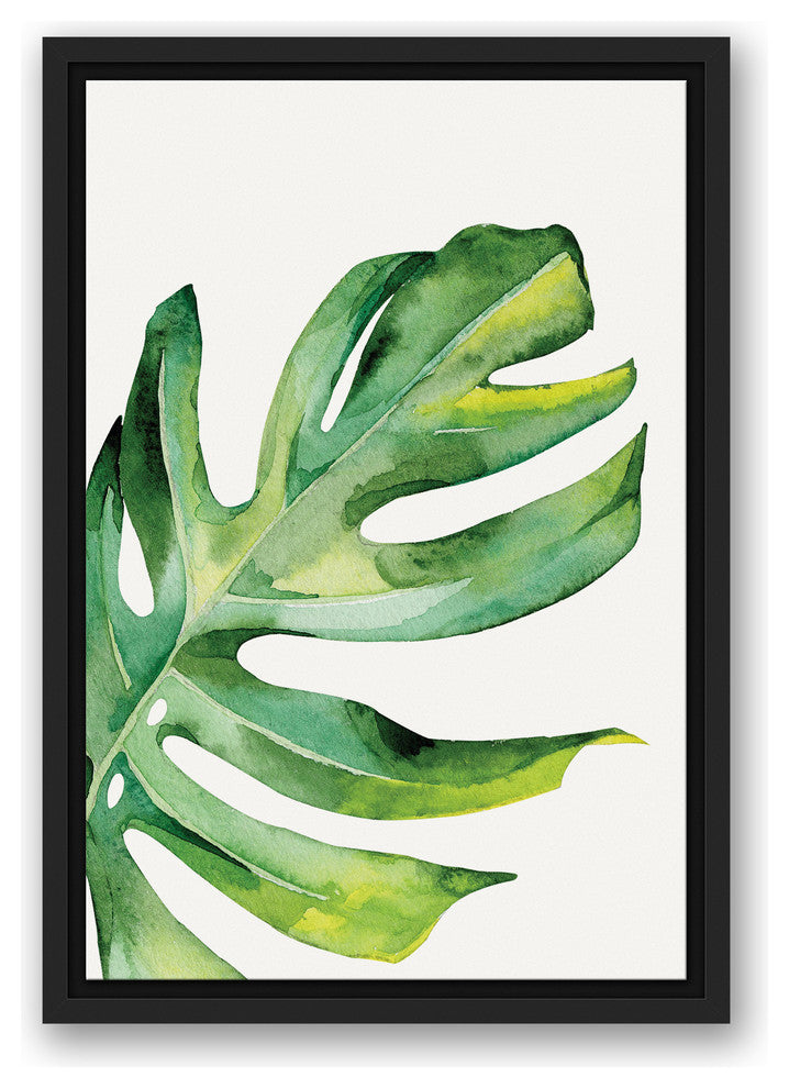 Palm Leaf 12x18 Black Floating Framed Canvas