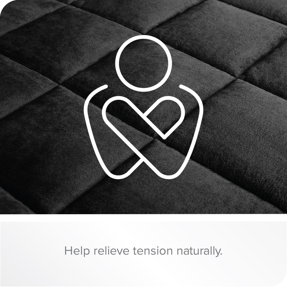 Weighted Blanket, Minky Fleece Black, 80"x87", 25lb