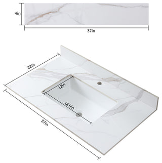 31"/ 37"/ 43" Carrara Gold Engineered Stone Bath Vanity Top, 37"