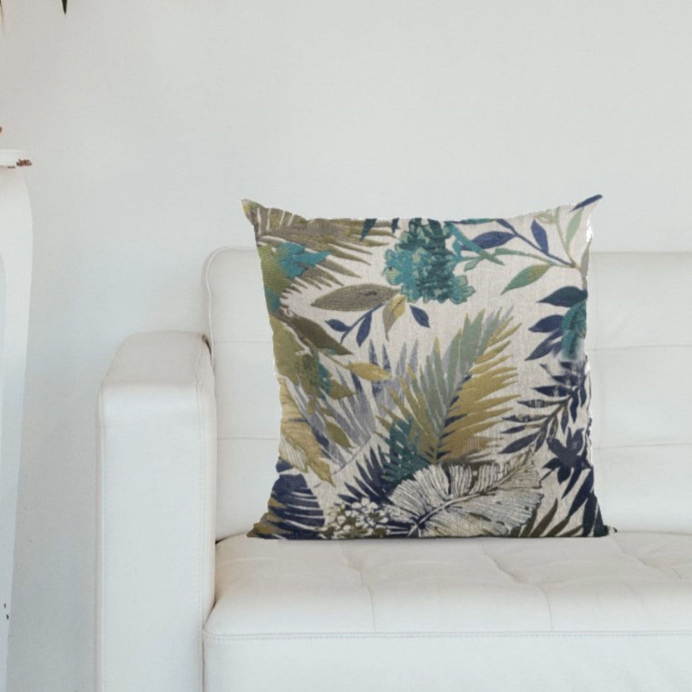 Camellia Floral Multi Color Luxury Throw Pillow, 24"x24"