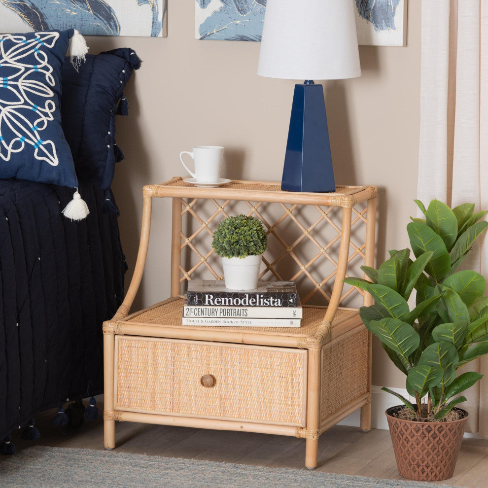 Evita Rattan 1-Drawer Nightstand